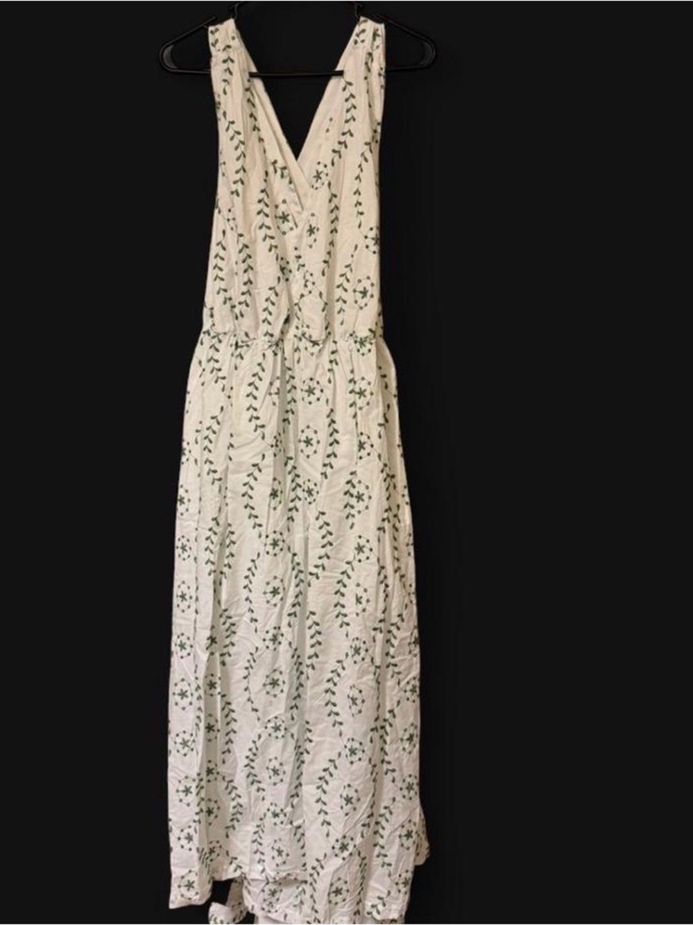 a new day White Maxi Dress with Green Leaf Print